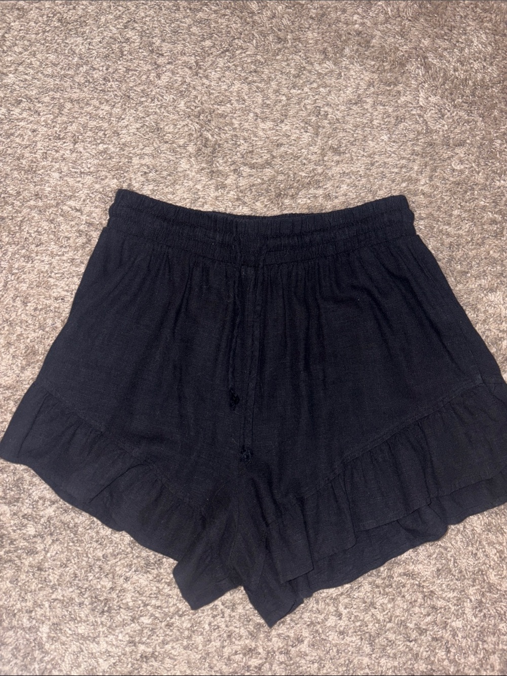 wild fable Black High-Waist Ruffle Hem Shorts